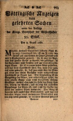 Göttingische Anzeigen von gelehrten Sachen (Göttingische Zeitungen von gelehrten Sachen) Samstag 8. August 1767