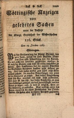 Göttingische Anzeigen von gelehrten Sachen (Göttingische Zeitungen von gelehrten Sachen) Montag 19. Oktober 1767