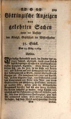 Göttingische Anzeigen von gelehrten Sachen (Göttingische Zeitungen von gelehrten Sachen) Donnerstag 23. März 1769