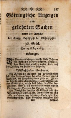 Göttingische Anzeigen von gelehrten Sachen (Göttingische Zeitungen von gelehrten Sachen) Samstag 25. März 1769