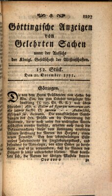 Göttingische Anzeigen von gelehrten Sachen (Göttingische Zeitungen von gelehrten Sachen) Samstag 21. Dezember 1771