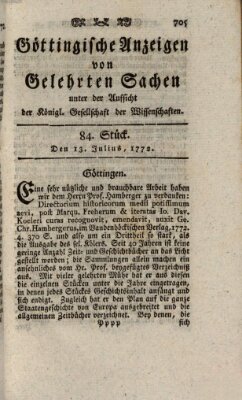 Göttingische Anzeigen von gelehrten Sachen (Göttingische Zeitungen von gelehrten Sachen) Montag 13. Juli 1772