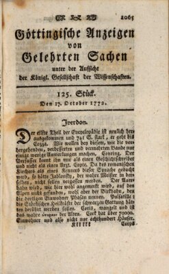 Göttingische Anzeigen von gelehrten Sachen (Göttingische Zeitungen von gelehrten Sachen) Samstag 17. Oktober 1772