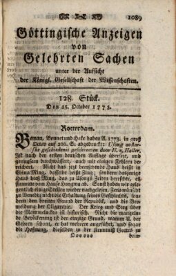 Göttingische Anzeigen von gelehrten Sachen (Göttingische Zeitungen von gelehrten Sachen) Montag 25. Oktober 1773