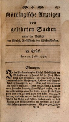 Göttingische Anzeigen von gelehrten Sachen (Göttingische Zeitungen von gelehrten Sachen) Donnerstag 24. Juli 1777