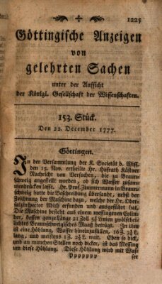 Göttingische Anzeigen von gelehrten Sachen (Göttingische Zeitungen von gelehrten Sachen) Montag 22. Dezember 1777
