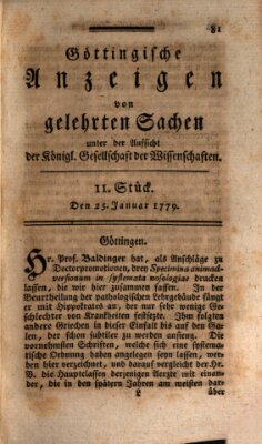 Göttingische Anzeigen von gelehrten Sachen (Göttingische Zeitungen von gelehrten Sachen) Montag 25. Januar 1779