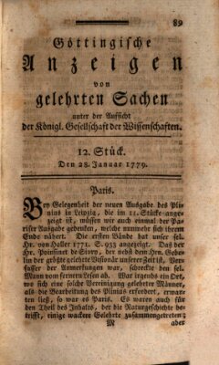 Göttingische Anzeigen von gelehrten Sachen (Göttingische Zeitungen von gelehrten Sachen) Donnerstag 28. Januar 1779