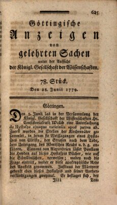 Göttingische Anzeigen von gelehrten Sachen (Göttingische Zeitungen von gelehrten Sachen) Montag 28. Juni 1779