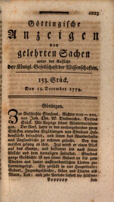 Göttingische Anzeigen von gelehrten Sachen (Göttingische Zeitungen von gelehrten Sachen) Samstag 18. Dezember 1779