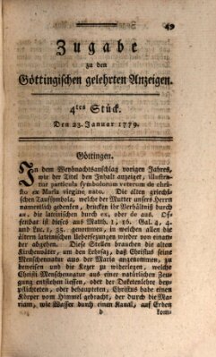 Göttingische Anzeigen von gelehrten Sachen (Göttingische Zeitungen von gelehrten Sachen) Samstag 23. Januar 1779