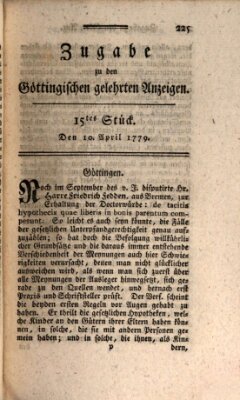 Göttingische Anzeigen von gelehrten Sachen (Göttingische Zeitungen von gelehrten Sachen) Samstag 10. April 1779