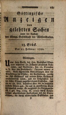 Göttingische Anzeigen von gelehrten Sachen (Göttingische Zeitungen von gelehrten Sachen) Montag 21. Februar 1780