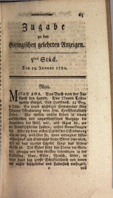 Göttingische Anzeigen von gelehrten Sachen (Göttingische Zeitungen von gelehrten Sachen) Samstag 29. Januar 1780