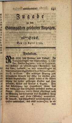 Göttingische Anzeigen von gelehrten Sachen (Göttingische Zeitungen von gelehrten Sachen) Samstag 15. April 1780