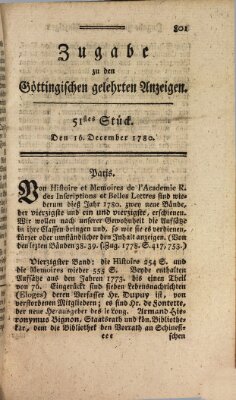 Göttingische Anzeigen von gelehrten Sachen (Göttingische Zeitungen von gelehrten Sachen) Samstag 16. Dezember 1780