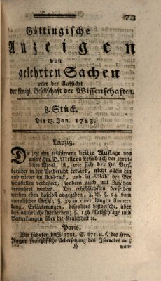 Göttingische Anzeigen von gelehrten Sachen (Göttingische Zeitungen von gelehrten Sachen) Montag 13. Januar 1783