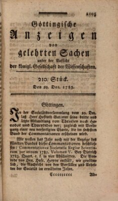 Göttingische Anzeigen von gelehrten Sachen (Göttingische Zeitungen von gelehrten Sachen) Montag 29. Dezember 1783