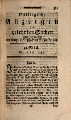 Göttingische Anzeigen von gelehrten Sachen (Göttingische Zeitungen von gelehrten Sachen) Donnerstag 26. Februar 1784