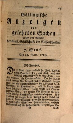 Göttingische Anzeigen von gelehrten Sachen (Göttingische Zeitungen von gelehrten Sachen) Samstag 15. Januar 1785