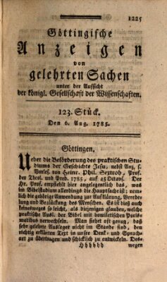 Göttingische Anzeigen von gelehrten Sachen (Göttingische Zeitungen von gelehrten Sachen) Samstag 6. August 1785