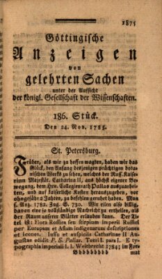 Göttingische Anzeigen von gelehrten Sachen (Göttingische Zeitungen von gelehrten Sachen) Donnerstag 24. November 1785
