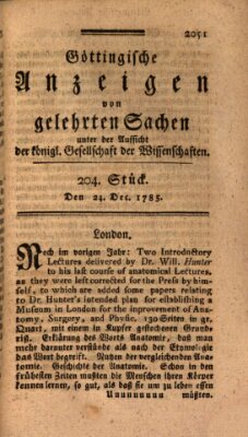 Göttingische Anzeigen von gelehrten Sachen (Göttingische Zeitungen von gelehrten Sachen) Samstag 24. Dezember 1785