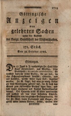 Göttingische Anzeigen von gelehrten Sachen (Göttingische Zeitungen von gelehrten Sachen) Samstag 28. Oktober 1786