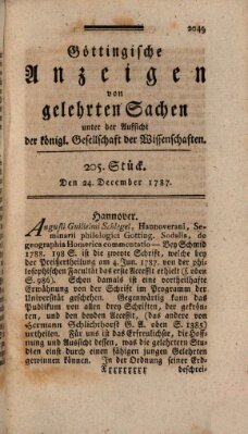 Göttingische Anzeigen von gelehrten Sachen (Göttingische Zeitungen von gelehrten Sachen) Montag 24. Dezember 1787