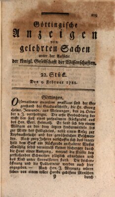 Göttingische Anzeigen von gelehrten Sachen (Göttingische Zeitungen von gelehrten Sachen) Samstag 9. Februar 1788