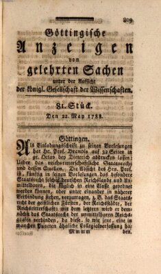 Göttingische Anzeigen von gelehrten Sachen (Göttingische Zeitungen von gelehrten Sachen) Donnerstag 22. Mai 1788