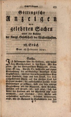 Göttingische Anzeigen von gelehrten Sachen (Göttingische Zeitungen von gelehrten Sachen) Donnerstag 17. Februar 1791