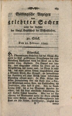 Göttingische Anzeigen von gelehrten Sachen (Göttingische Zeitungen von gelehrten Sachen) Samstag 21. Februar 1795