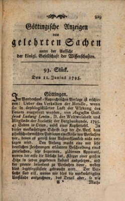 Göttingische Anzeigen von gelehrten Sachen (Göttingische Zeitungen von gelehrten Sachen) Donnerstag 11. Juni 1795