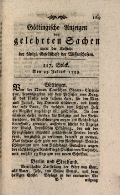 Göttingische Anzeigen von gelehrten Sachen (Göttingische Zeitungen von gelehrten Sachen) Donnerstag 23. Juli 1795