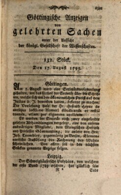 Göttingische Anzeigen von gelehrten Sachen (Göttingische Zeitungen von gelehrten Sachen) Montag 17. August 1795