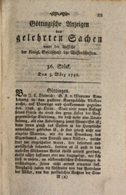 Göttingische Anzeigen von gelehrten Sachen (Göttingische Zeitungen von gelehrten Sachen) Donnerstag 3. März 1796