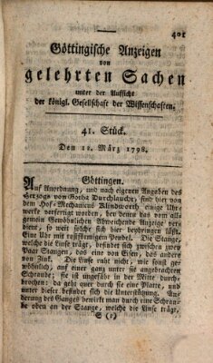 Göttingische Anzeigen von gelehrten Sachen (Göttingische Zeitungen von gelehrten Sachen) Montag 12. März 1798