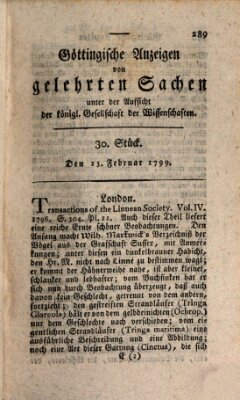 Göttingische Anzeigen von gelehrten Sachen (Göttingische Zeitungen von gelehrten Sachen) Samstag 23. Februar 1799