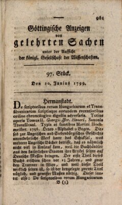 Göttingische Anzeigen von gelehrten Sachen (Göttingische Zeitungen von gelehrten Sachen) Donnerstag 20. Juni 1799