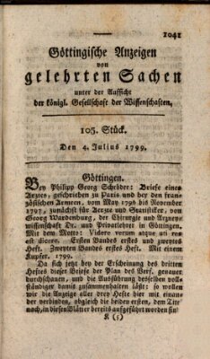 Göttingische Anzeigen von gelehrten Sachen (Göttingische Zeitungen von gelehrten Sachen) Donnerstag 4. Juli 1799