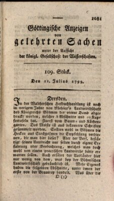 Göttingische Anzeigen von gelehrten Sachen (Göttingische Zeitungen von gelehrten Sachen) Donnerstag 11. Juli 1799