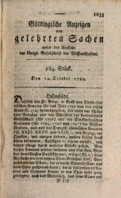 Göttingische Anzeigen von gelehrten Sachen (Göttingische Zeitungen von gelehrten Sachen) Montag 14. Oktober 1799