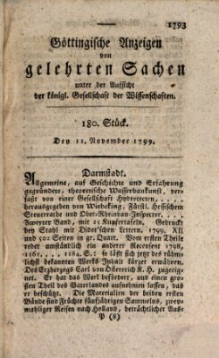 Göttingische Anzeigen von gelehrten Sachen (Göttingische Zeitungen von gelehrten Sachen) Montag 11. November 1799