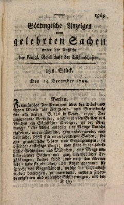 Göttingische Anzeigen von gelehrten Sachen (Göttingische Zeitungen von gelehrten Sachen) Samstag 14. Dezember 1799