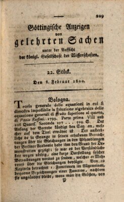 Göttingische Anzeigen von gelehrten Sachen (Göttingische Zeitungen von gelehrten Sachen) Samstag 8. Februar 1800