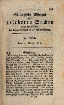 Göttingische Anzeigen von gelehrten Sachen (Göttingische Zeitungen von gelehrten Sachen) Donnerstag 6. März 1800