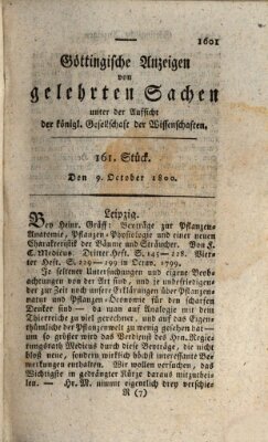 Göttingische Anzeigen von gelehrten Sachen (Göttingische Zeitungen von gelehrten Sachen) Donnerstag 9. Oktober 1800