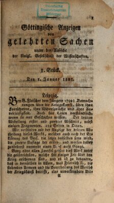 Göttingische Anzeigen von gelehrten Sachen (Göttingische Zeitungen von gelehrten Sachen) Donnerstag 1. Januar 1801