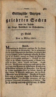 Göttingische Anzeigen von gelehrten Sachen (Göttingische Zeitungen von gelehrten Sachen) Donnerstag 5. März 1801
